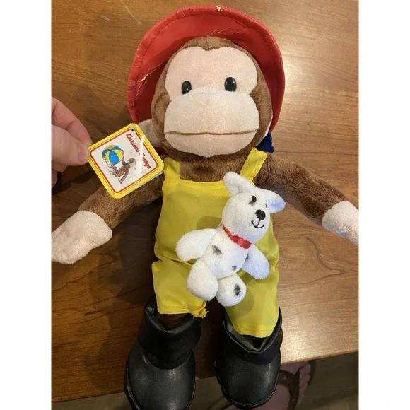 Russ Berrie and Co. Curious George 41 Fireman 13" Plush Boots Hat Spotted Dog - Picture 2 of 6
